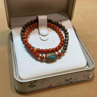 Red Agate & Turquoise Double-Layer Bracelet